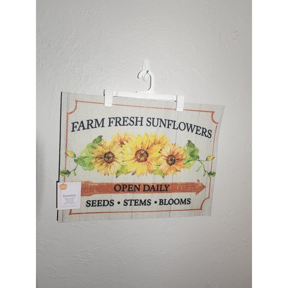 Perfect Harvest Fall Doormat Rug “Farm Fresh Sunflowers” Indoor/Outdoor 18”x24”